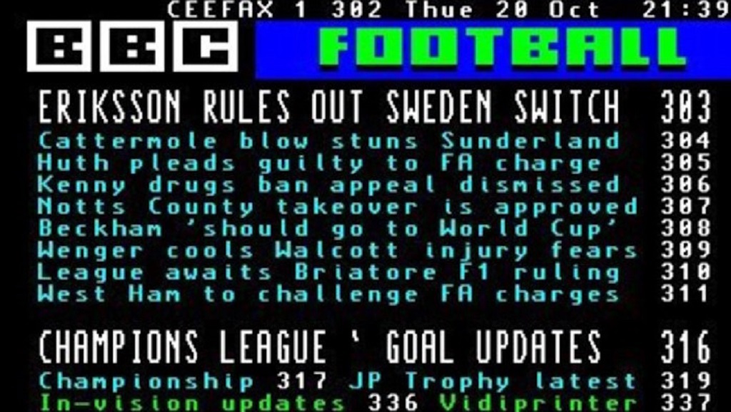 CEEFAX : BBC's live updates pages