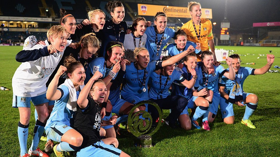 October 2014 : The relaunched women's team's first season ends in success as we beat Arsenal 1-0 to lift the Continental Cup.