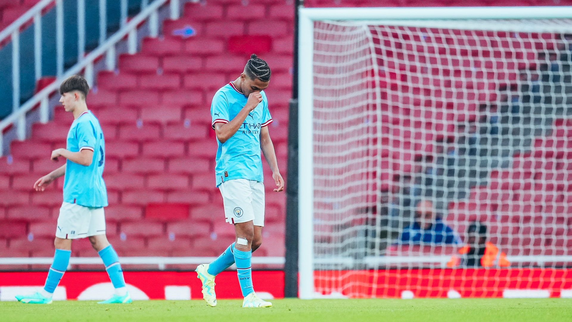 TOUGH START: Lakyle Samuel makes his way off after being shown an early red card.