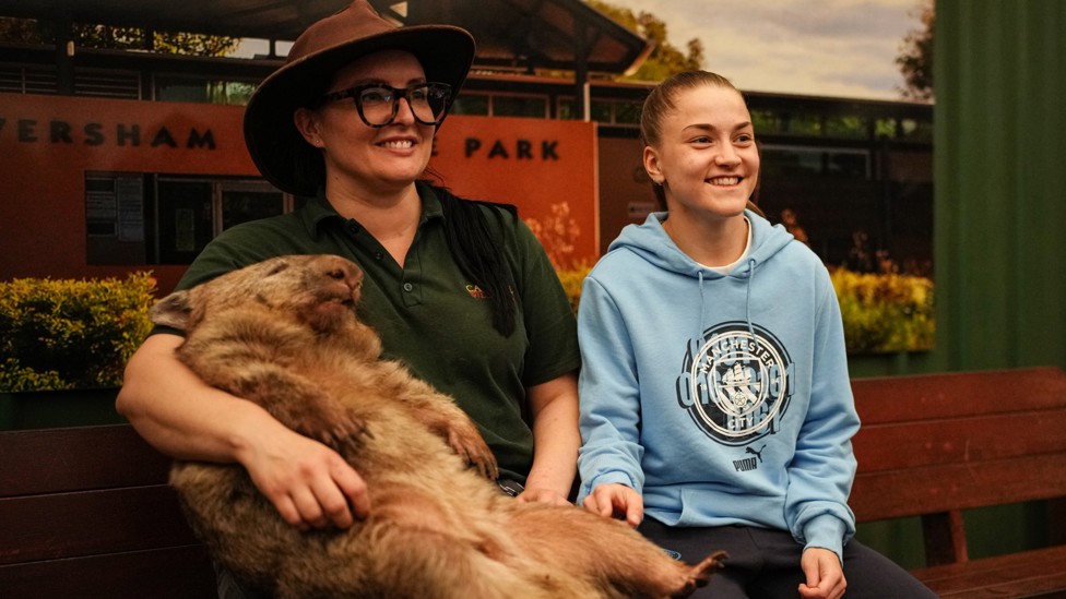 THE BIG EASY : The wombat relaxes as Park introduces herself