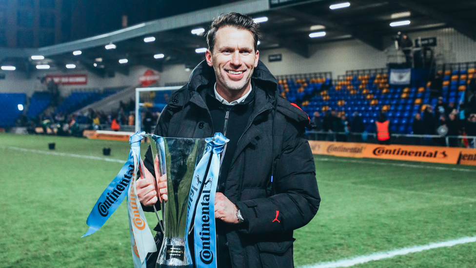 THE BOSS: Gareth Taylor proudly poses with the spoils of victory