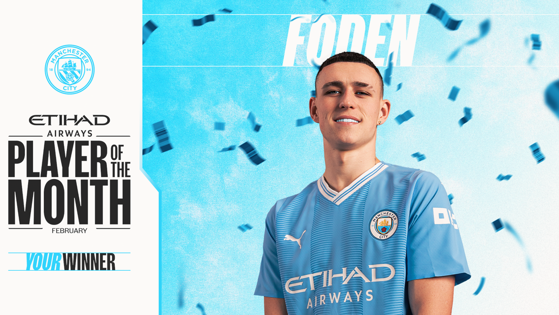 Foden named February's Etihad Player of the Month