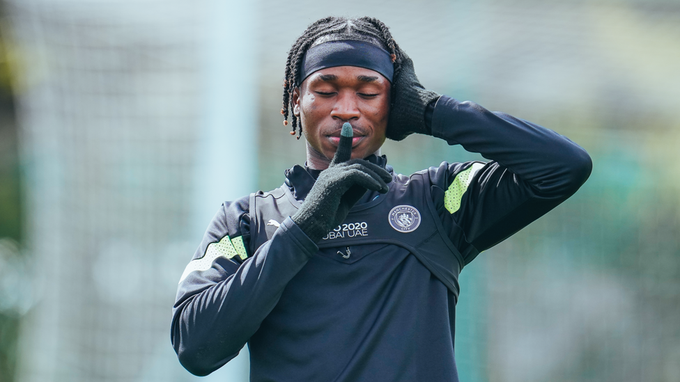 FULLY FOCUSED : Joel Ndala takes some time to reflect during training