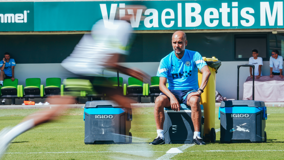 THE BOSS: : Pep Guardiola watches over proceedings