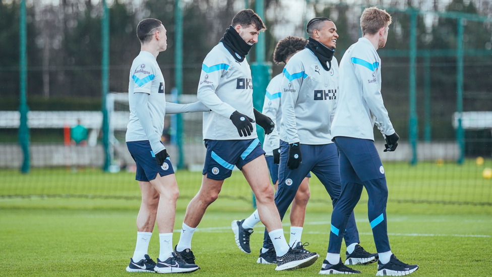 WALKING TALL: Phil Foden, Ruben Dias, Rico Lewis, Manuel Akanji and Kevin De Bruyne await the next task.