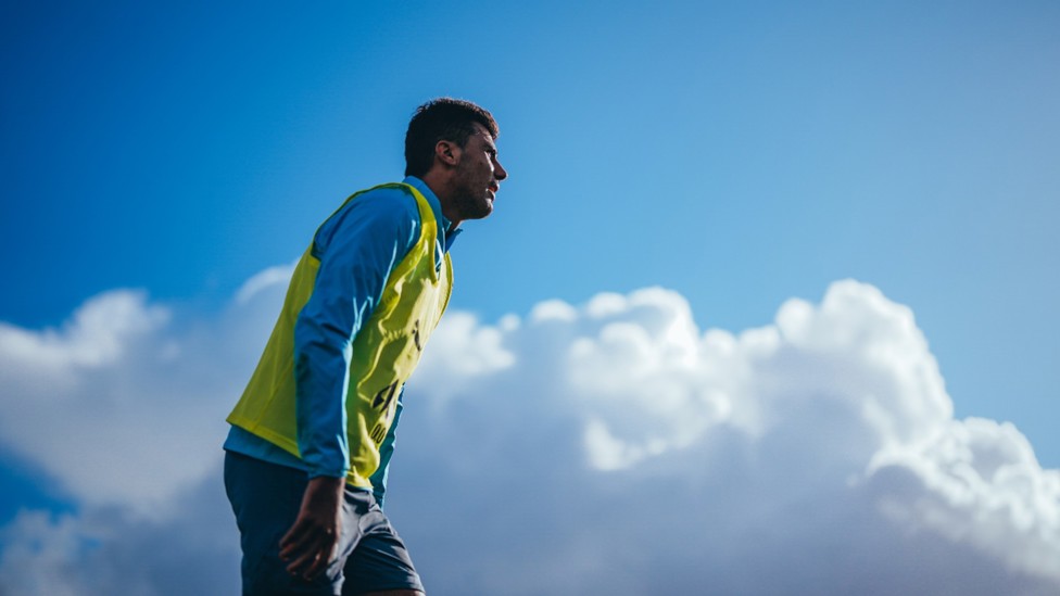 BLUE SKY THINKING: Rodrigo prepares for the next training drill.