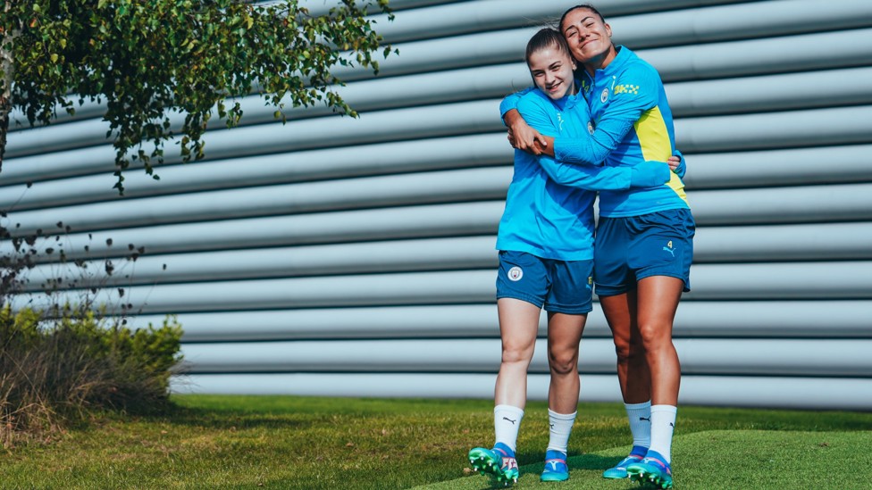 BEST OF FRIENDS : Jess Park and Laia Aleixandri cuddle when they see the camera