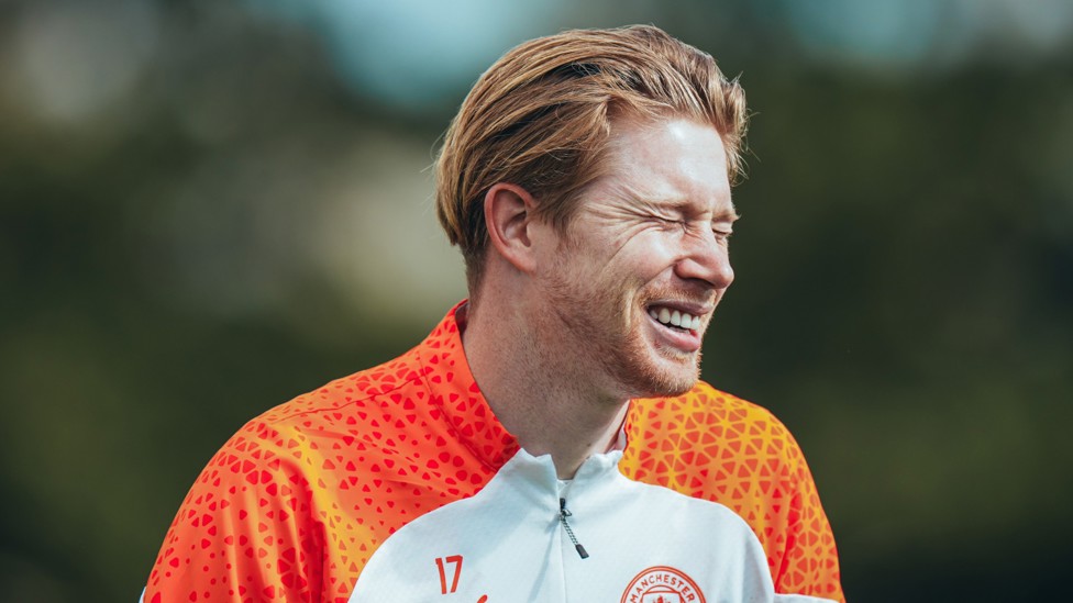 DELIGHTFUL DE BRUYNE : Kevin De Bruyne gleaming with joy.