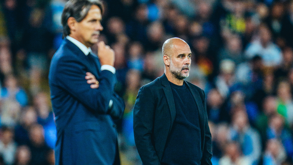 BOSSES : Guardiola and Inzaghi watch on from the touchline.