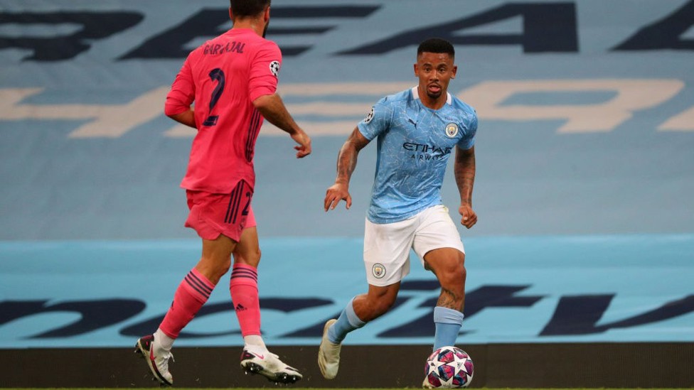 GAB ON THE RUN: Gabriel Jesus takes on Dani Carvajal