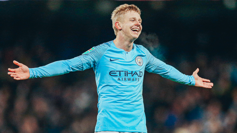 GOAL STANDARD: Zinchenko can't contain his joy after netting his first goal for the Club 