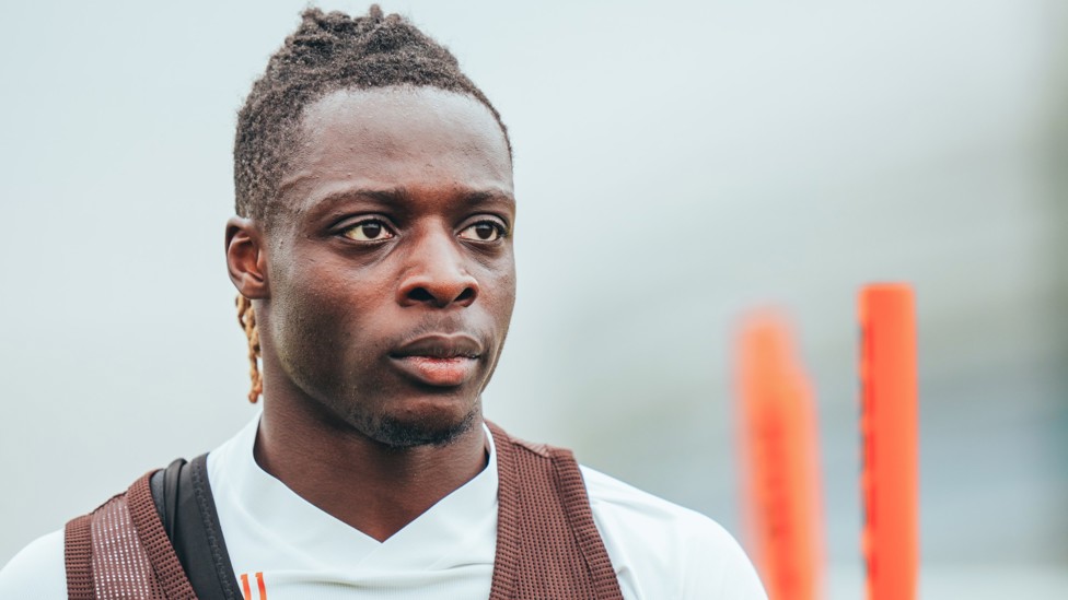 FOCUSED : Jeremy Doku looking serious in training.