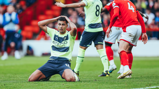 HANDS ON HEAD: Rodri reacts after coming close to the opener.