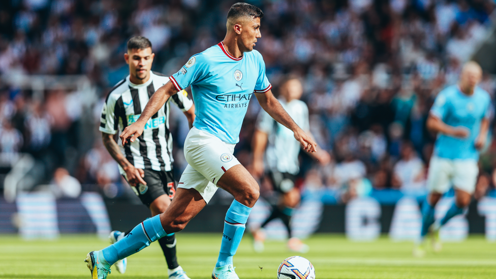 SETBACK : Rodri gets City moving after two quick Newcastle goals before the interval.