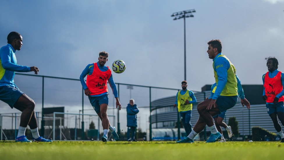 ON THE BALL: The City players are a study in concentration.