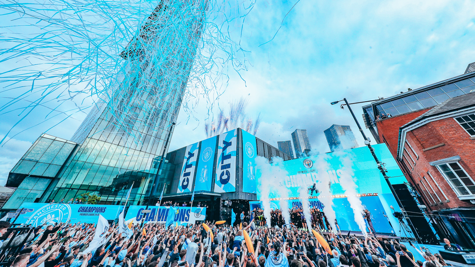 TROPHY PARADE : City take to the Manchester streets on 23 May to celebrate the title success