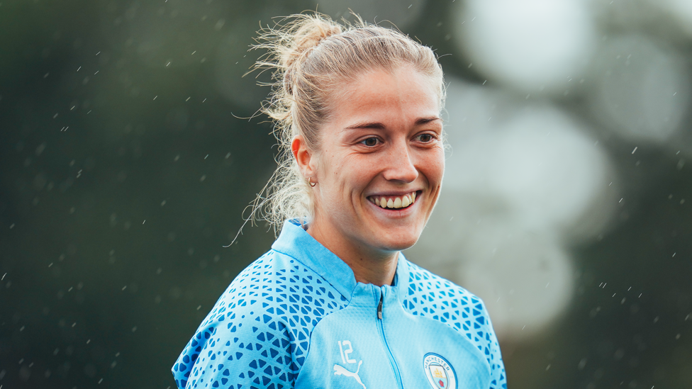 ALL SMILES : Filippa Angeldahl enjoying the training session.