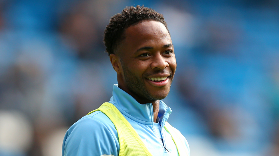 STARTER STERLING : All smiles from Raheem ahead of kick-off