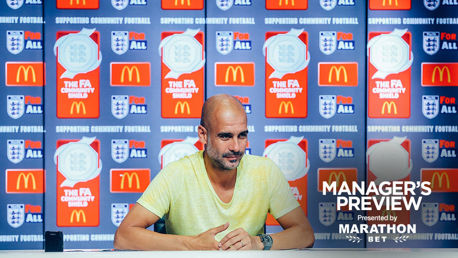 PEP GUARDIOLA: Pre-Community Shield press conference.