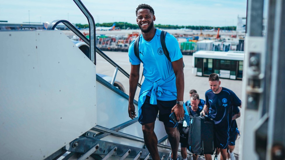 ON THE PLANE : Luke Mbete gets ready for take-off