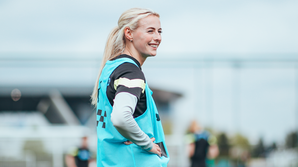 CHEERFUL CHLOE : Forward Chloe Kelly is enjoying the training session. 