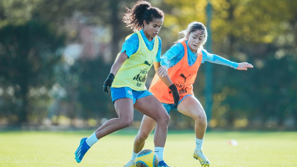 LET BATTLE COMMENCE : Training has been sharp this week, as Mary Fowler and Laia Aleixandri showcase