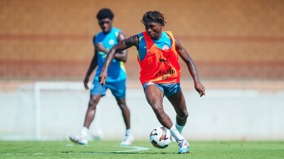 RARING TO GO : Joel Ndala prepares to dribble forward