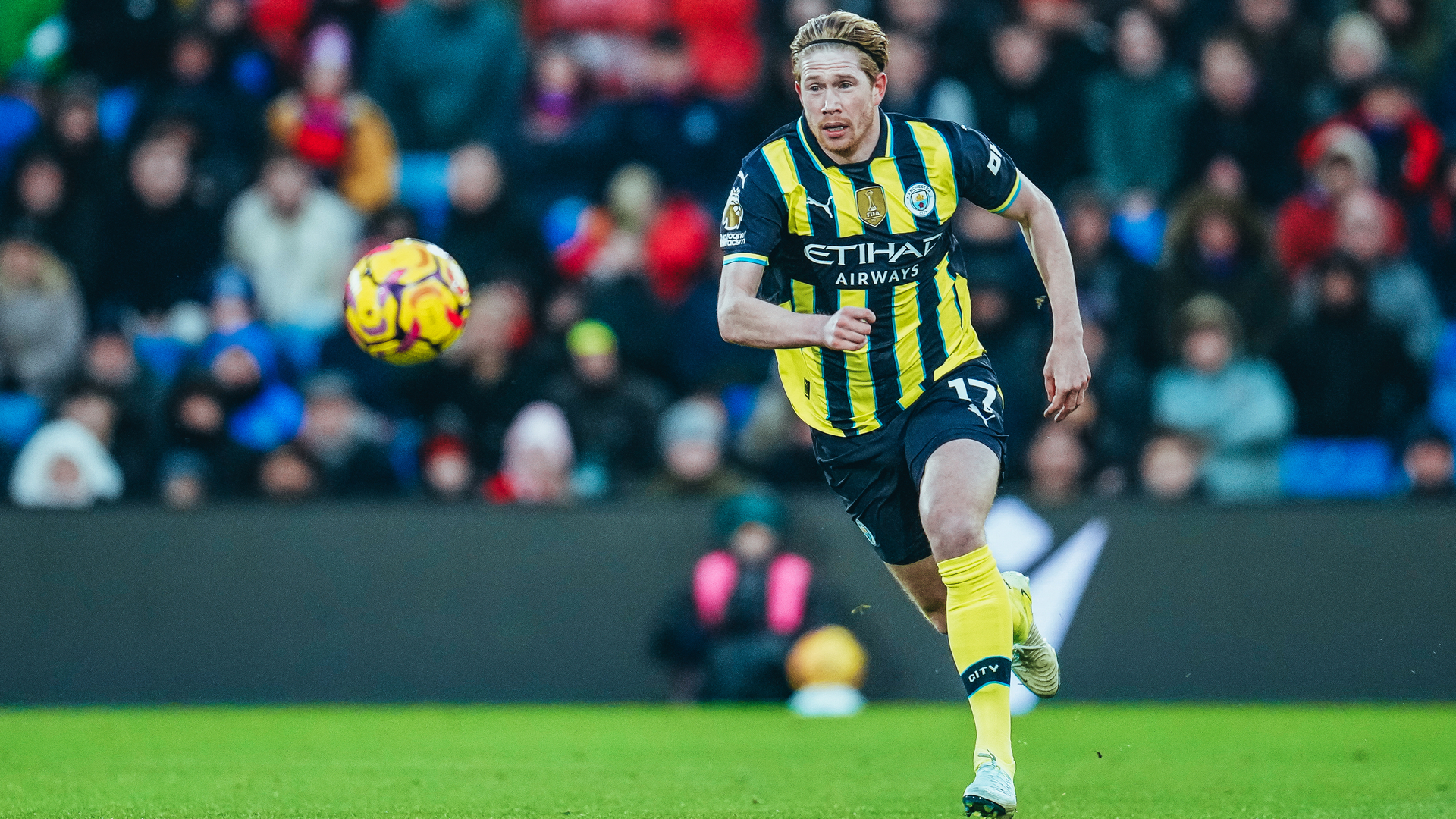 POWER PLAY: Kevin De Bruyne drives City forward.