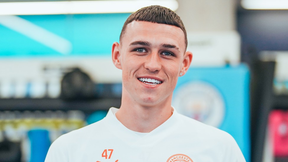 ONE OF OUR OWN: Phil Foden takes a quick breather.