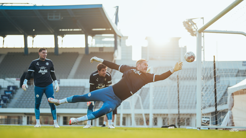 FULL STRETCH : Scott Carson being tested in between the sticks