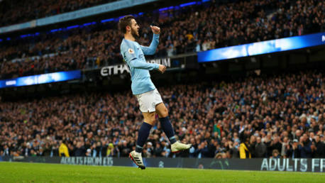 SILVA SHINES: Bernardo celebrates putting City 1-0 with a close-range strike