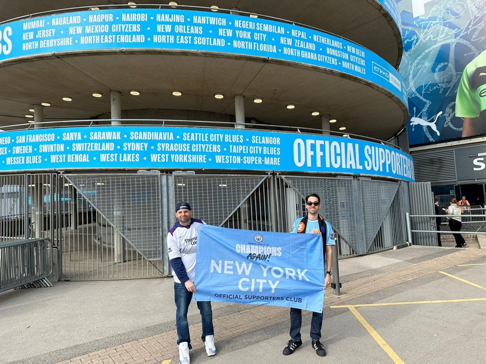  : ... and outside the stadium, finding a familiar name on the turrets.