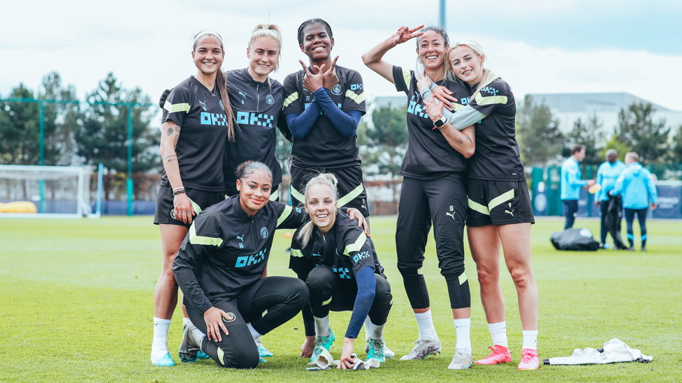 WHAT A TEAM : Some of the players group together for a team photo.