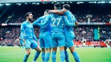 CELEBRATE: The players clearly enjoyed the early goal!