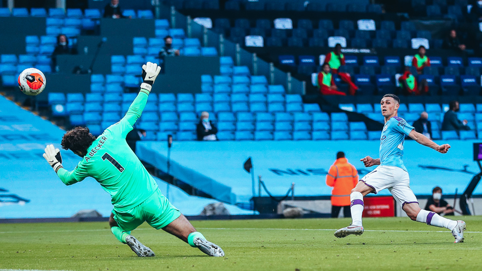 FANTASTIC MR FODEN : Phil Foden clips the ball over Alisson as City convincingly beat the newly-crowned Premier League champions | City 4-0 Liverpool (2 July 2020).