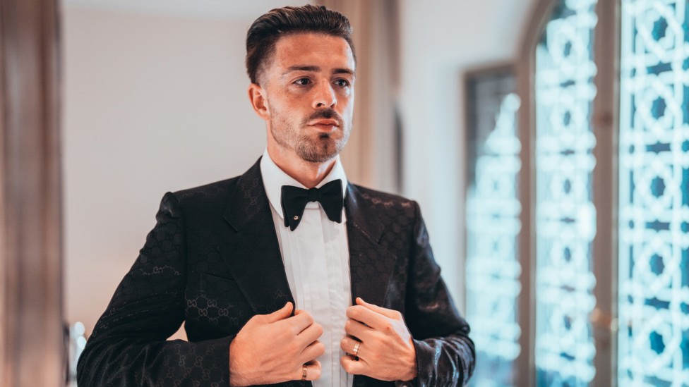 LOOKING SHARP : Jack Grealish dresses to impress for the Dubai Globe Soccer Awards