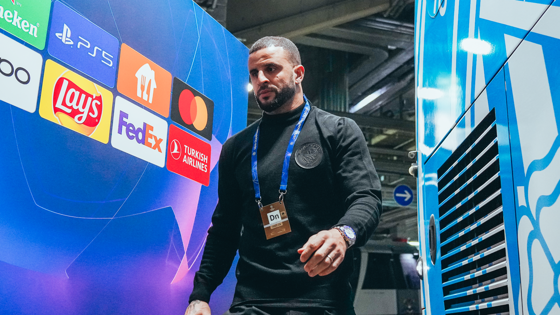 WALK IN: Kyle arrives at the stadium.