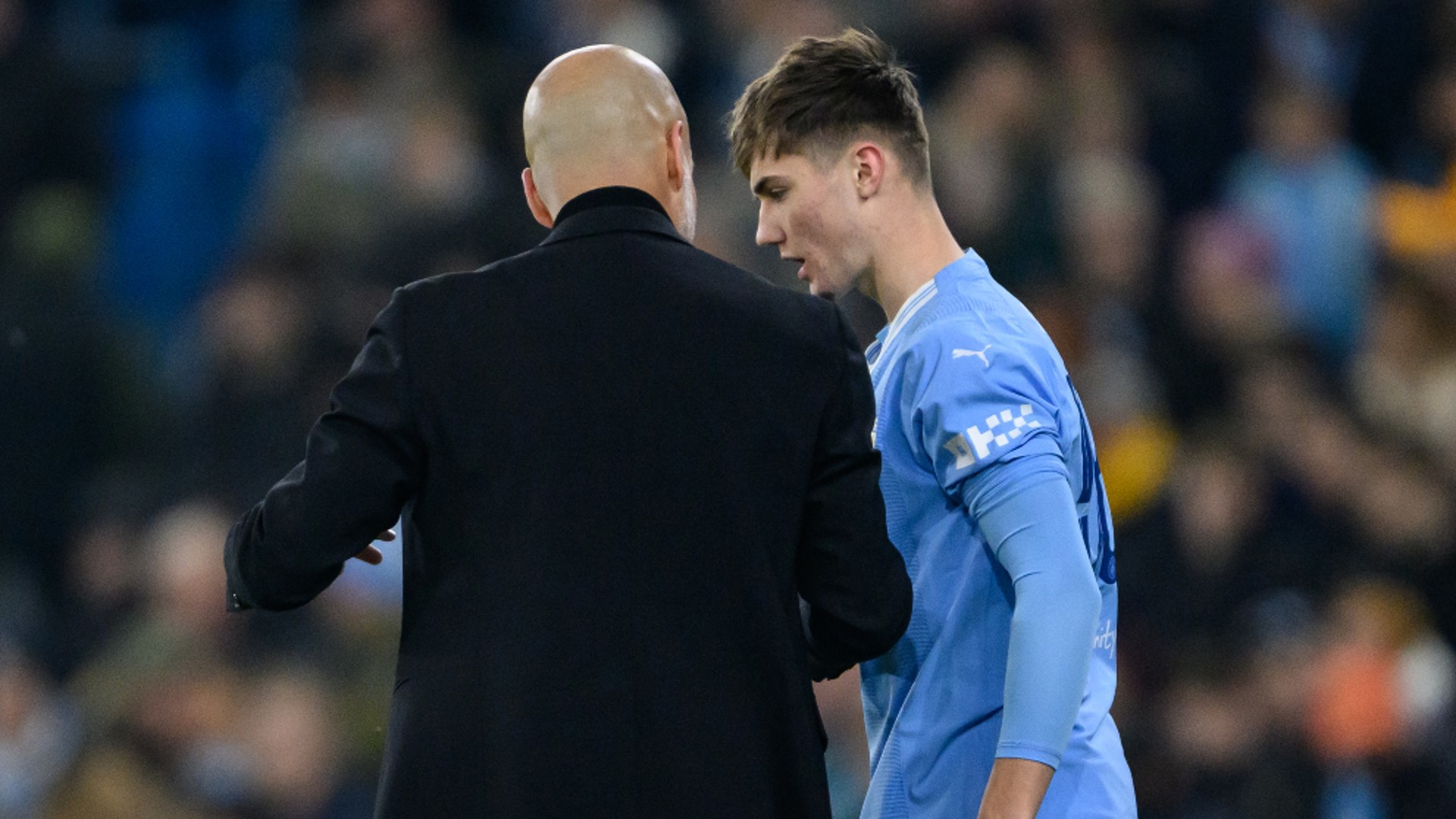 PEP TALK: The boss passes on words of advice to Jacob Wright ahead of his senior City bow.