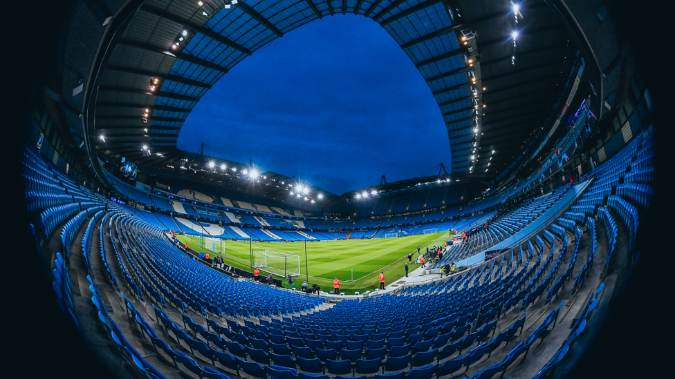 BATTLE GROUND: The Etihad under the lights ahead of the visit of Bayern Munich.