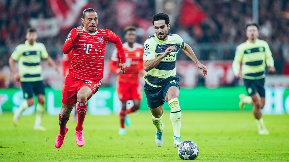 GUNNING GUNDO  : Ilkay Gundogan battles with Leroy Sane 