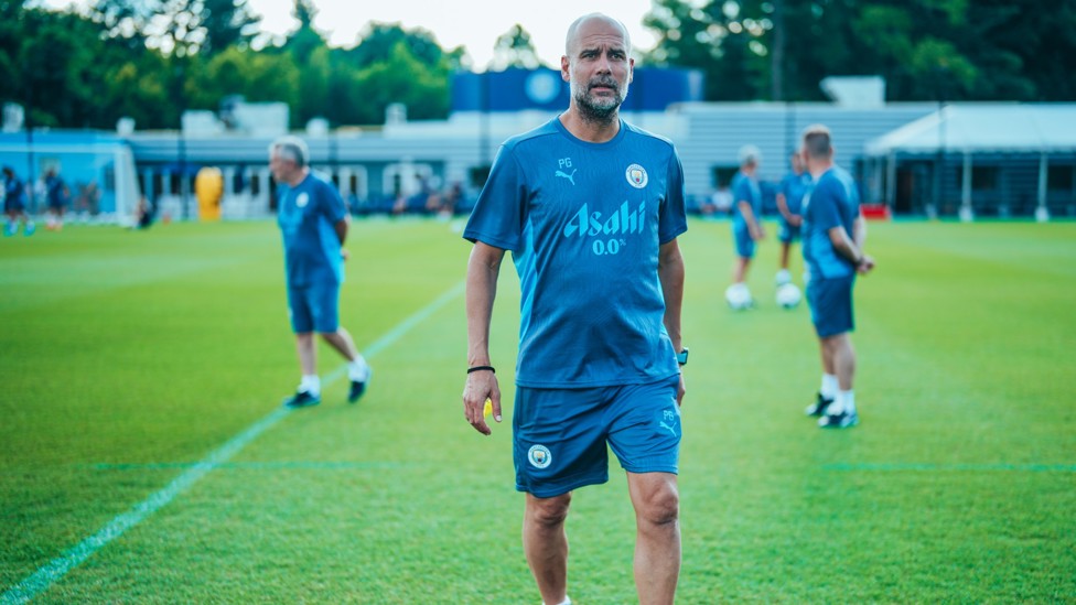 READY TO WORK  : Pep Guardiola begins training preparations. 