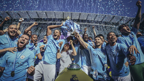 MEMORABLE YEAR: City lift the 2017/18 Premier League trophy