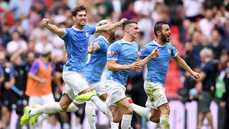 WINNING FEELING: City celebrate the club's sixth Community Shield success.